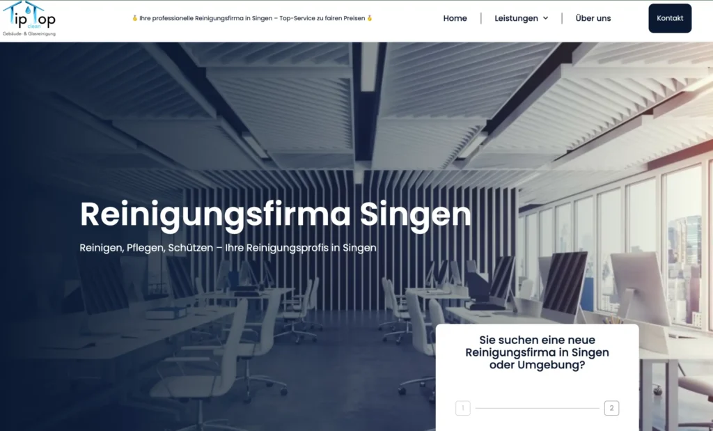 Maßgeschneidertes Webdesign für Reinigungsdienstleister